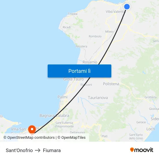 Sant'Onofrio to Fiumara map