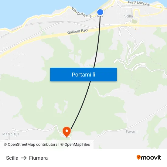 Scilla to Fiumara map