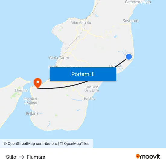 Stilo to Fiumara map
