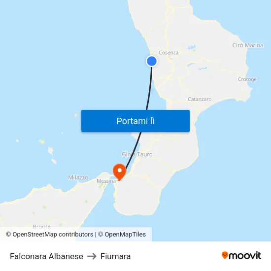 Falconara Albanese to Fiumara map