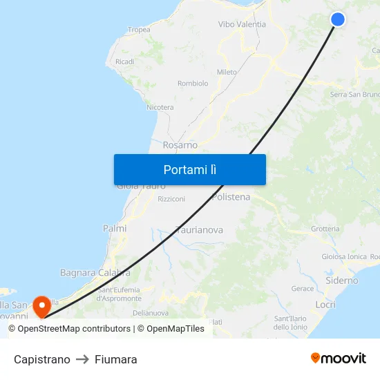 Capistrano to Fiumara map