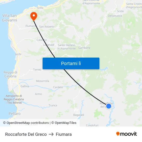 Roccaforte Del Greco to Fiumara map