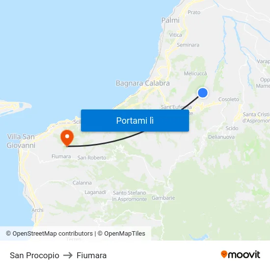 San Procopio to Fiumara map