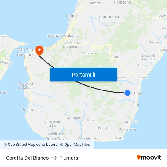 Caraffa Del Bianco to Fiumara map