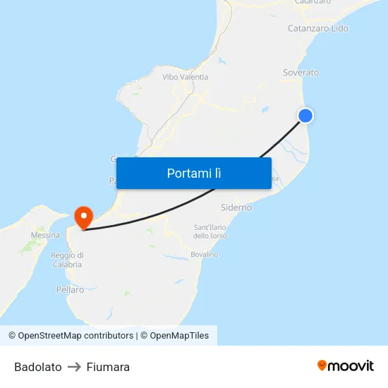 Badolato to Fiumara map