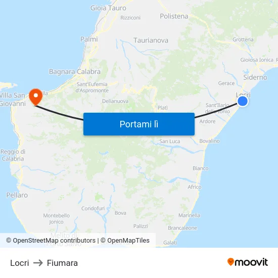 Locri to Fiumara map