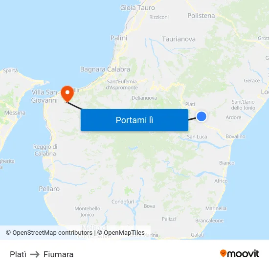 Platì to Fiumara map