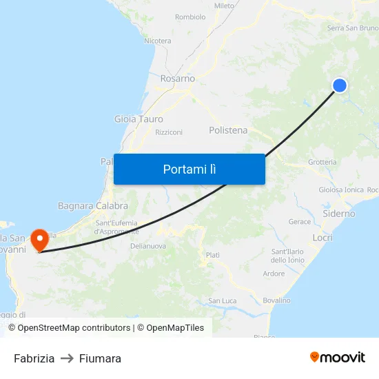 Fabrizia to Fiumara map