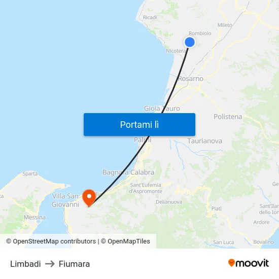 Limbadi to Fiumara map