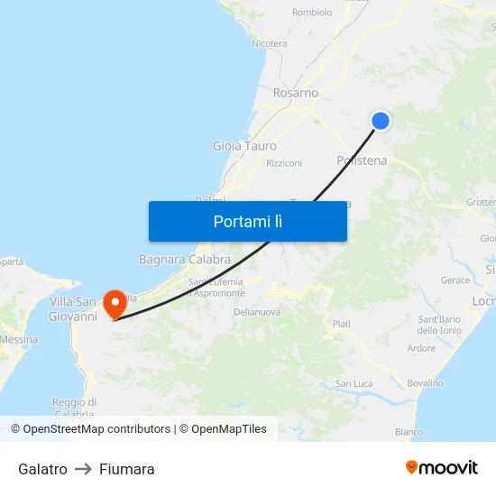 Galatro to Fiumara map