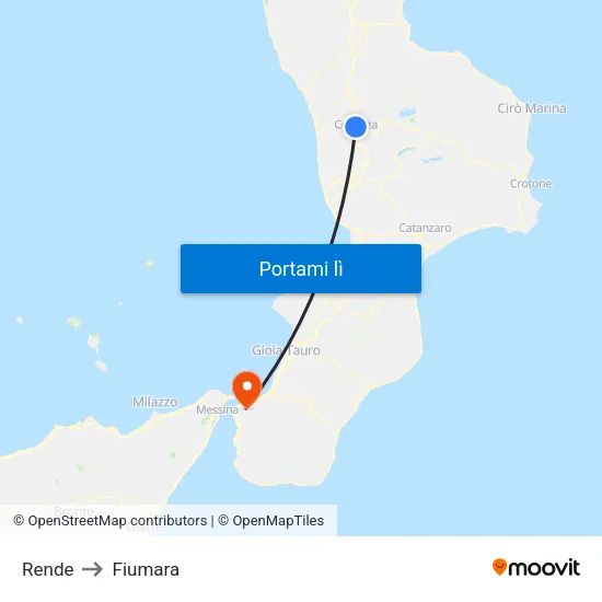 Rende to Fiumara map