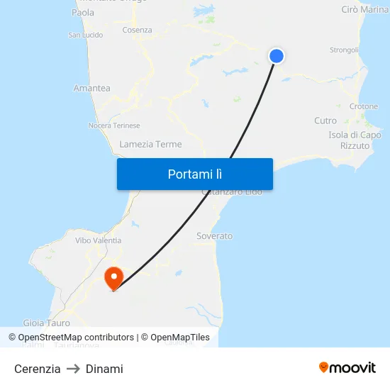 Cerenzia to Dinami map