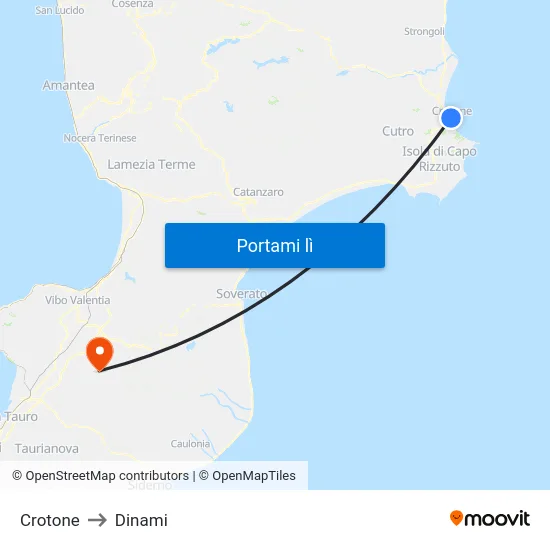 Crotone to Dinami map