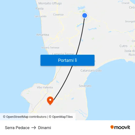 Serra Pedace to Dinami map