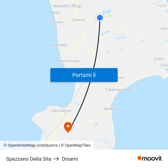 Spezzano Della Sila to Dinami map