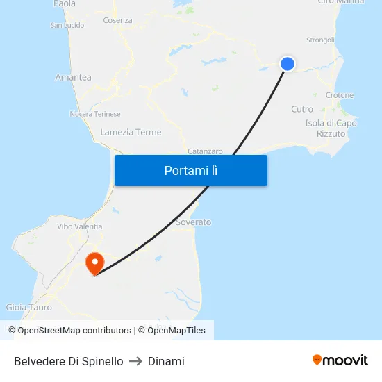 Belvedere Di Spinello to Dinami map