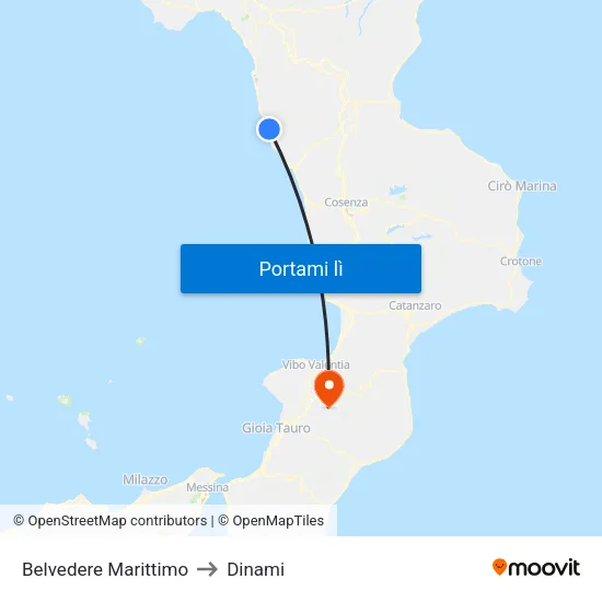 Belvedere Marittimo to Dinami map
