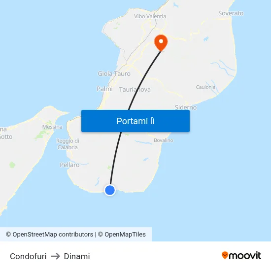 Condofuri to Dinami map