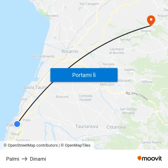 Palmi to Dinami map