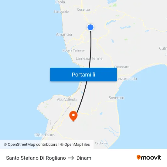 Santo Stefano Di Rogliano to Dinami map