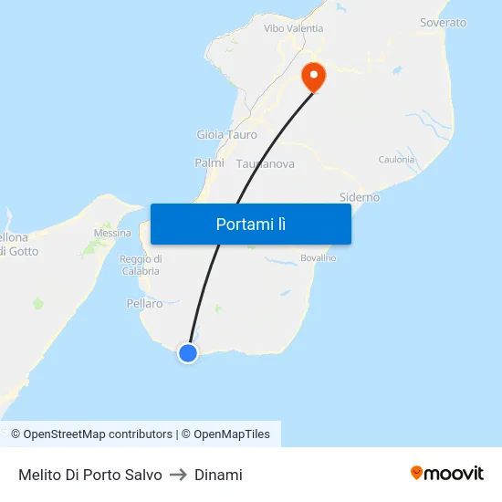 Melito Di Porto Salvo to Dinami map
