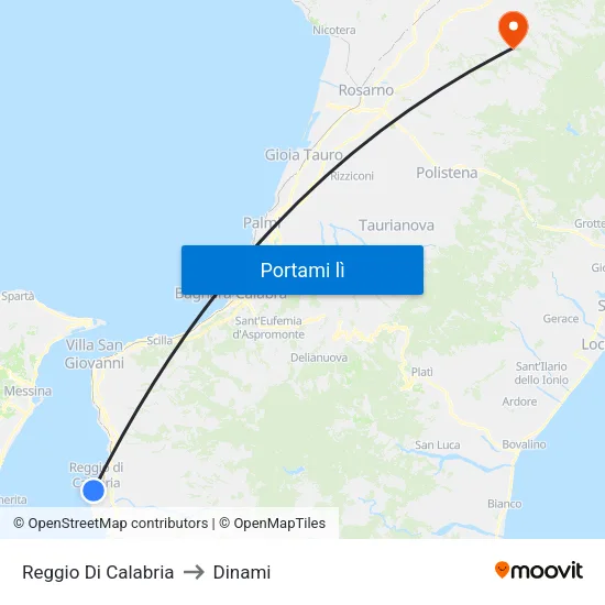 Reggio Di Calabria to Dinami map