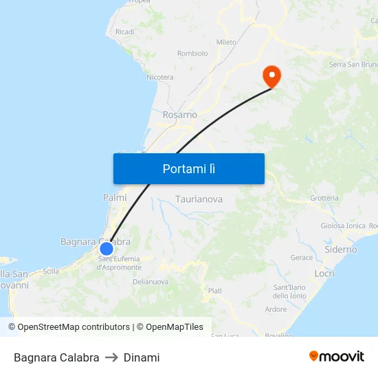 Bagnara Calabra to Dinami map