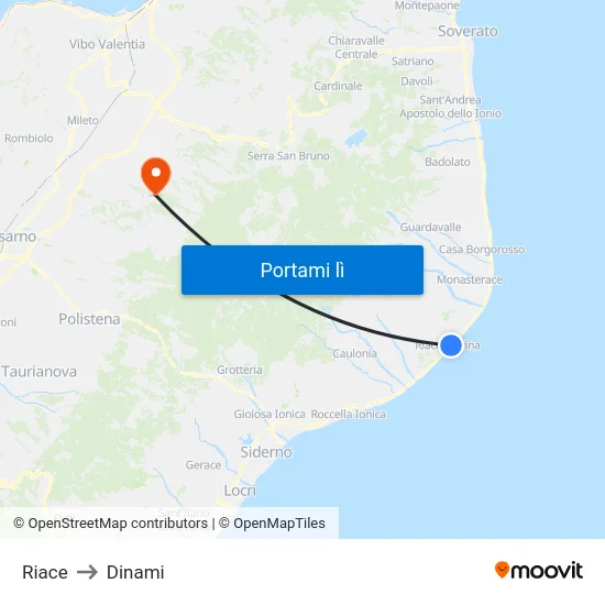 Riace to Dinami map