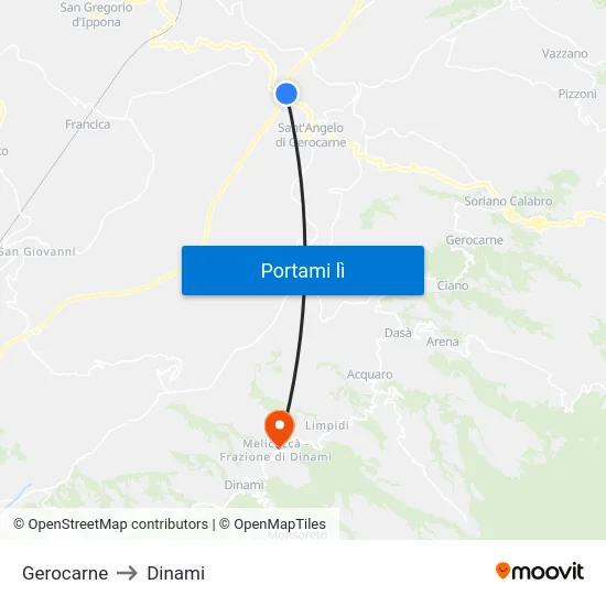 Gerocarne to Dinami map