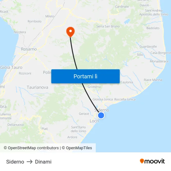 Siderno to Dinami map