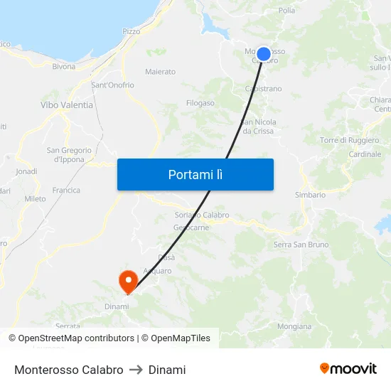 Monterosso Calabro to Dinami map