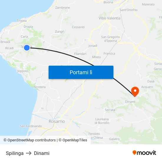 Spilinga to Dinami map