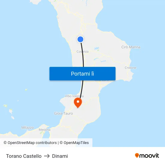 Torano Castello to Dinami map
