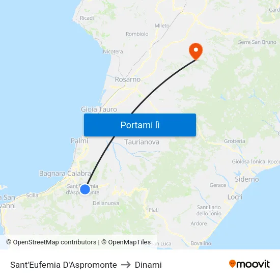 Sant'Eufemia D'Aspromonte to Dinami map