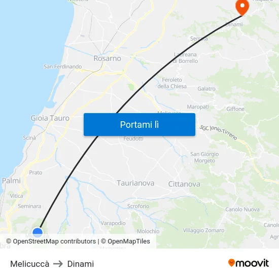 Melicuccà to Dinami map