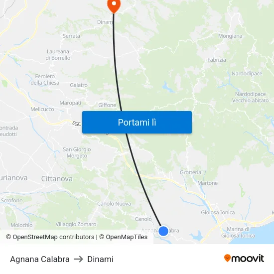 Agnana Calabra to Dinami map