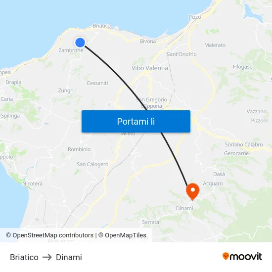 Briatico to Dinami map