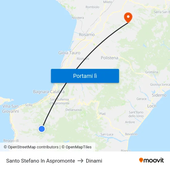 Santo Stefano In Aspromonte to Dinami map