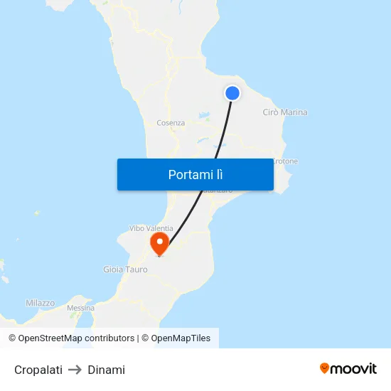 Cropalati to Dinami map