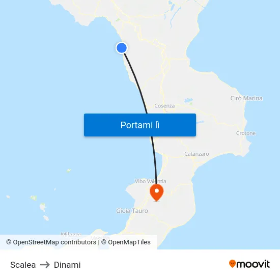 Scalea to Dinami map