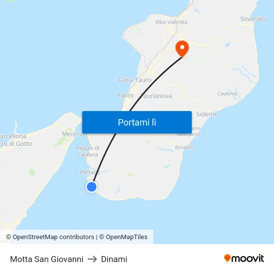 Motta San Giovanni to Dinami map
