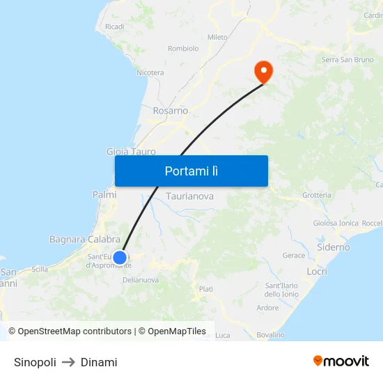 Sinopoli to Dinami map