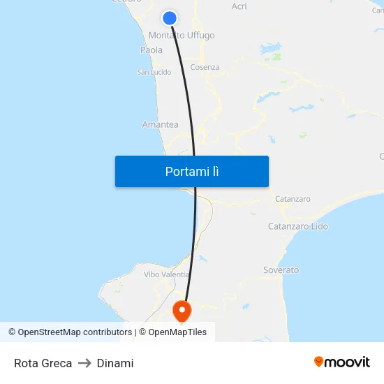 Rota Greca to Dinami map