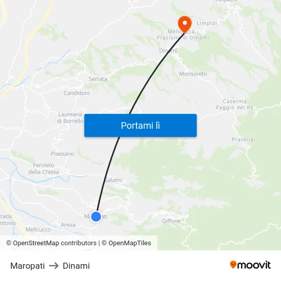 Maropati to Dinami map