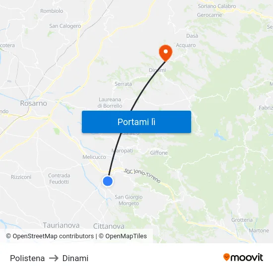 Polistena to Dinami map