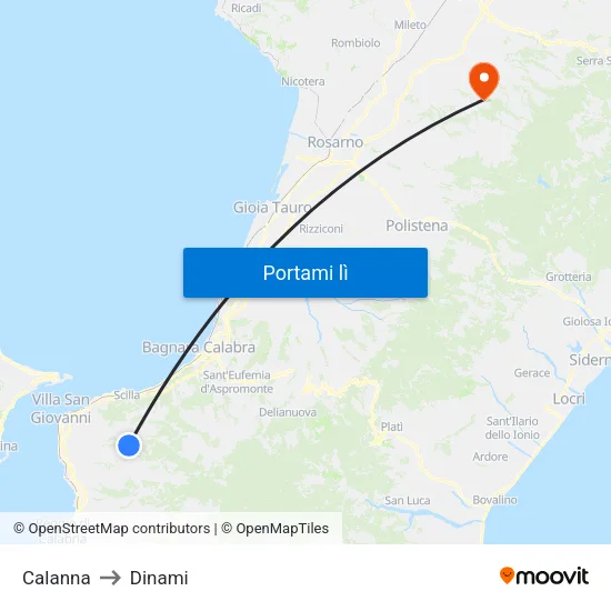 Calanna to Dinami map