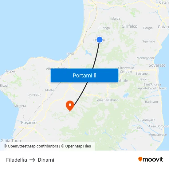 Filadelfia to Dinami map