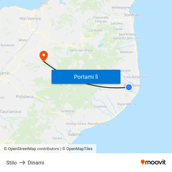 Stilo to Dinami map