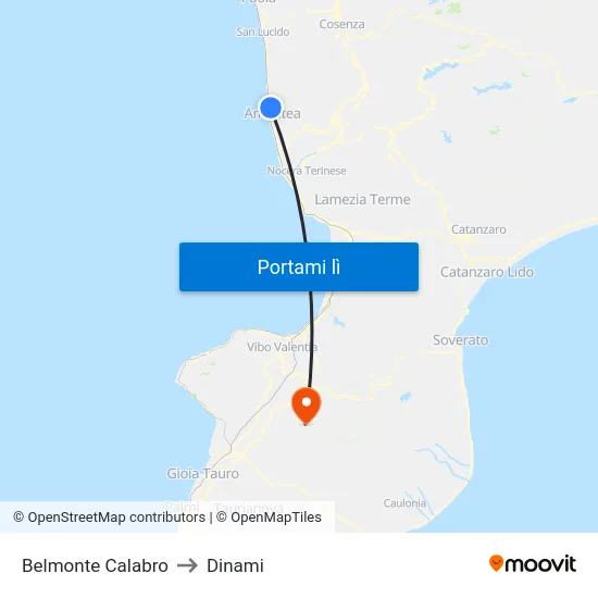 Belmonte Calabro to Dinami map