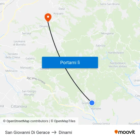 San Giovanni Di Gerace to Dinami map